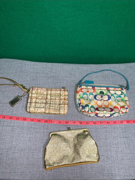 Coach Handbags - Coach Multicolor Signature Canvas and Gold Coin Purse Wristlet Set